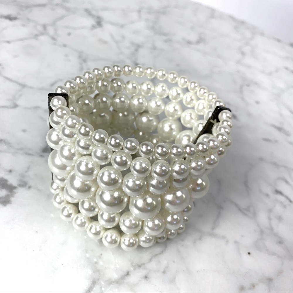 Multi-Strand Faux Pearl Stretch Bracelet